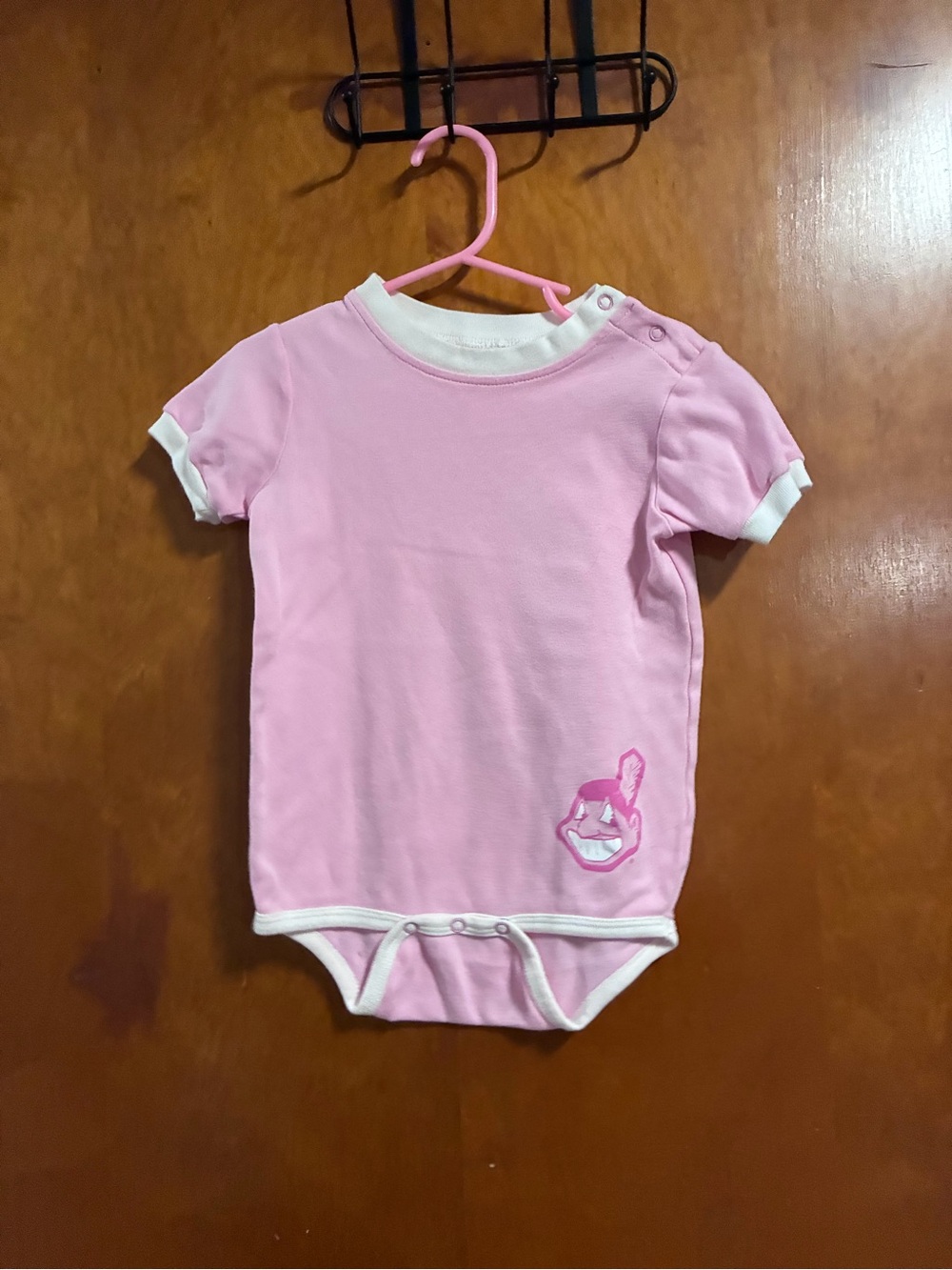 Pink Short-Sleeve Baby One-Piece Bodysuit Y2K/ vintage inspired